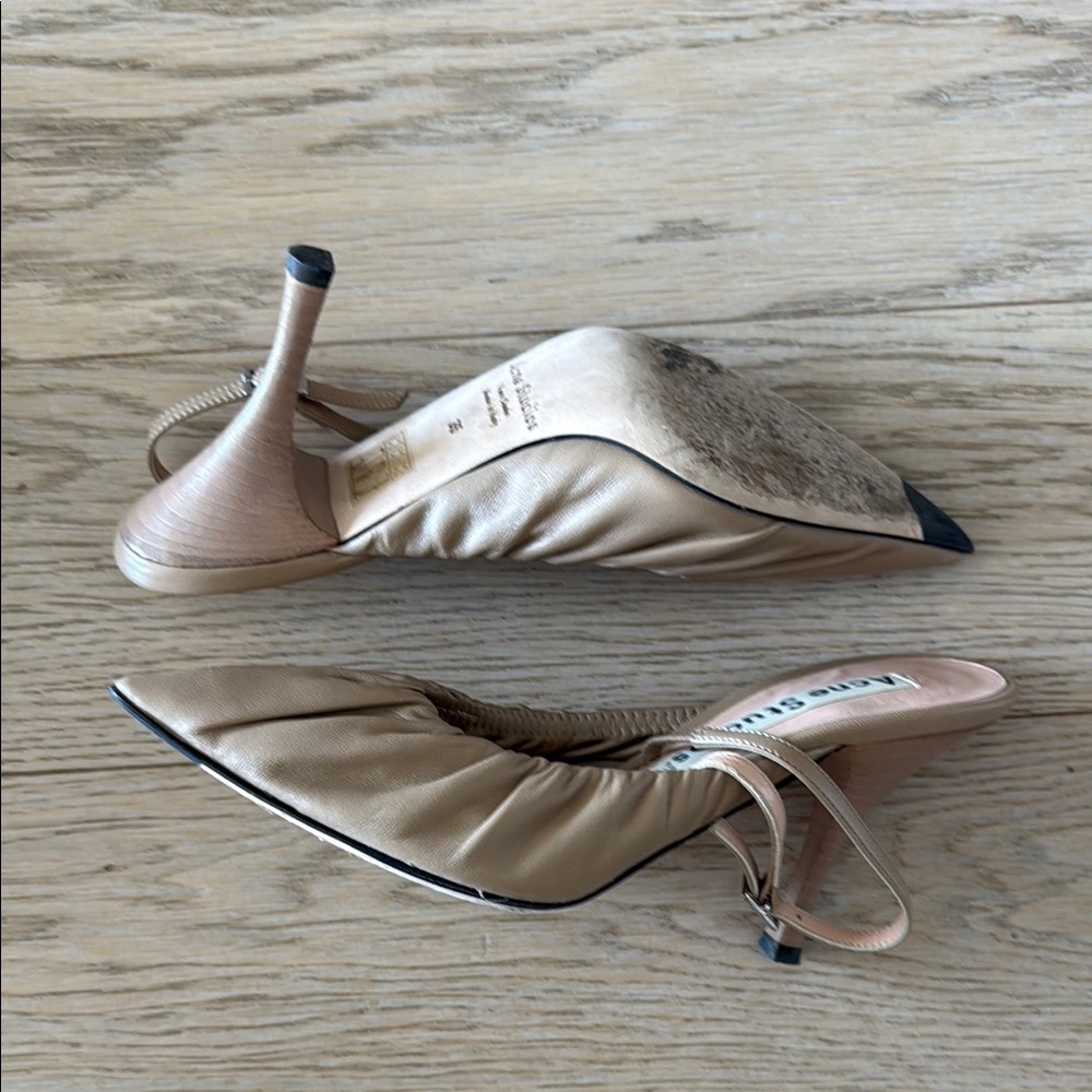 Acne Tan Heels with Kitten Heel and Slingback - Picture 3 of 5